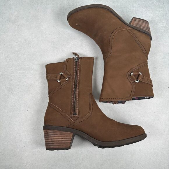 Teva Boots Womens 5.5 Brown Leather Waterproof Foxy Mid Calf Western Harness - Picture 8 of 11